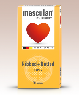 Masculan Ribbed+Dotted 10ks