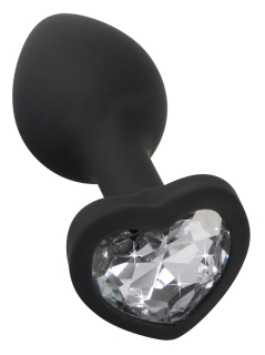 Silicone Butt Plug With Heart Black