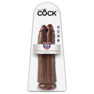 PIPEDREAM KING COCK Double Dildo "Two Cocks One Hole" 11" Brown